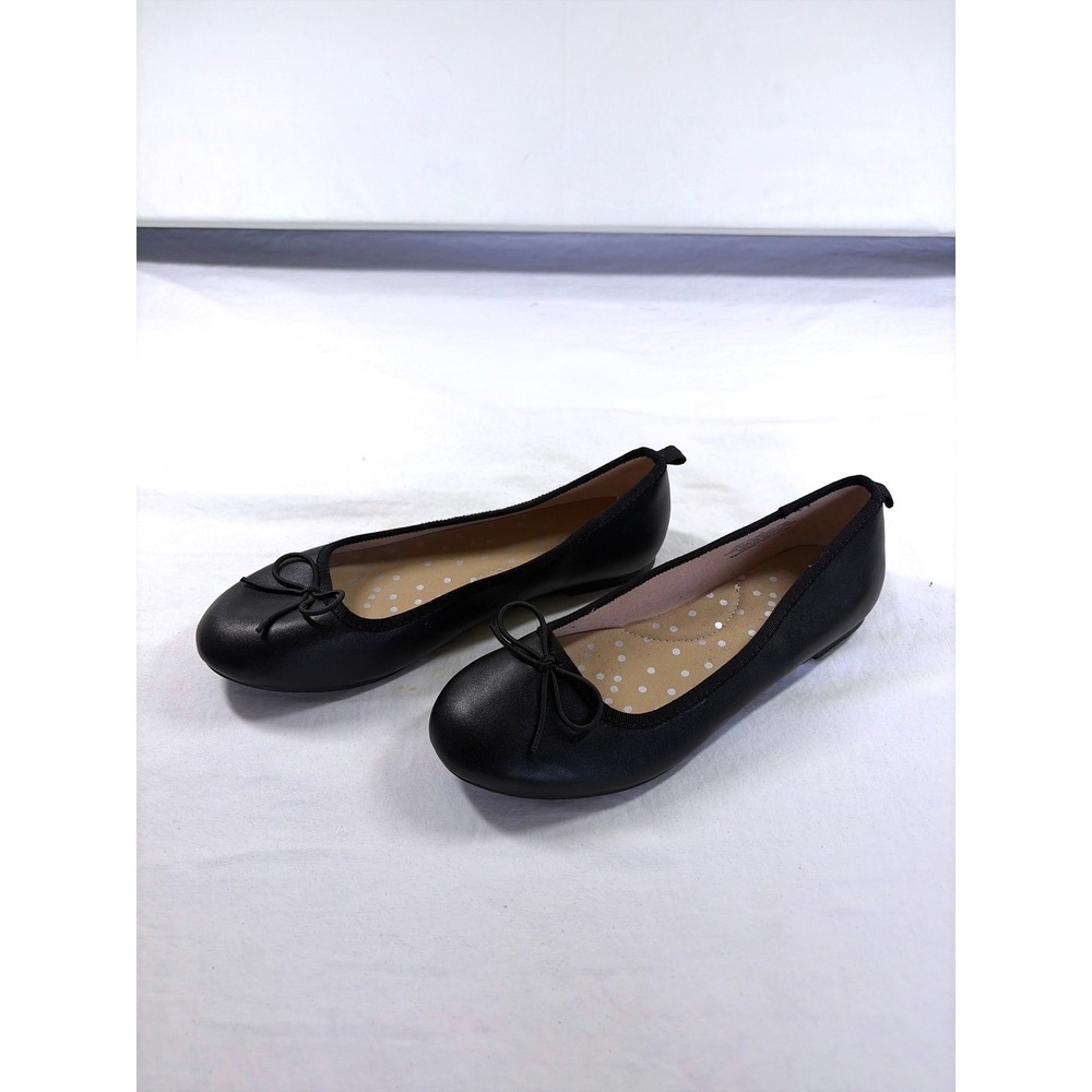 Cat & Jack Girls Black Ballet Flats Bow Detail Size 3 Non-Marking Sole Like New - Picture 5 of 11